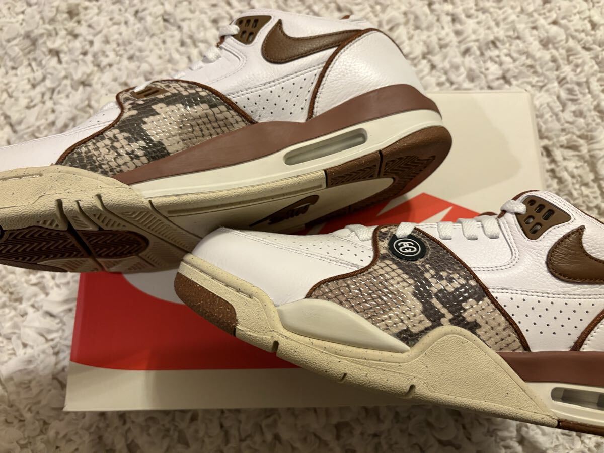 [1 иен старт ]Stussy × Nike Air Flight 89 Low SP White and Pecan 28.5cm US10.5 Nike новый товар не использовался редкость 
