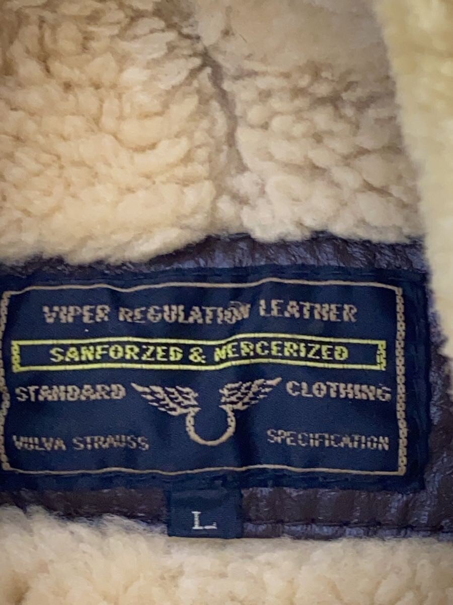 standard clothing/フライトジャケット/L/レザー/BRW/無地/ムートン/b-3_画像3