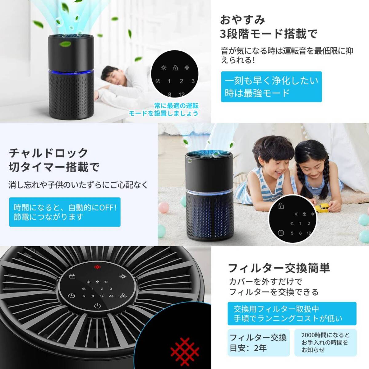  маленький размер . тихий звук .. превосходный очиститель воздуха 