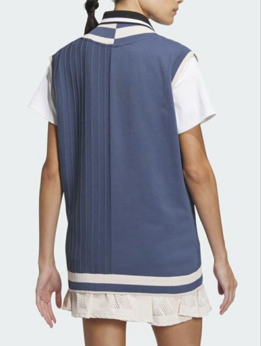 送料無料 新品 adidas GOLF マルチパターンVネックベスト L BL_画像2