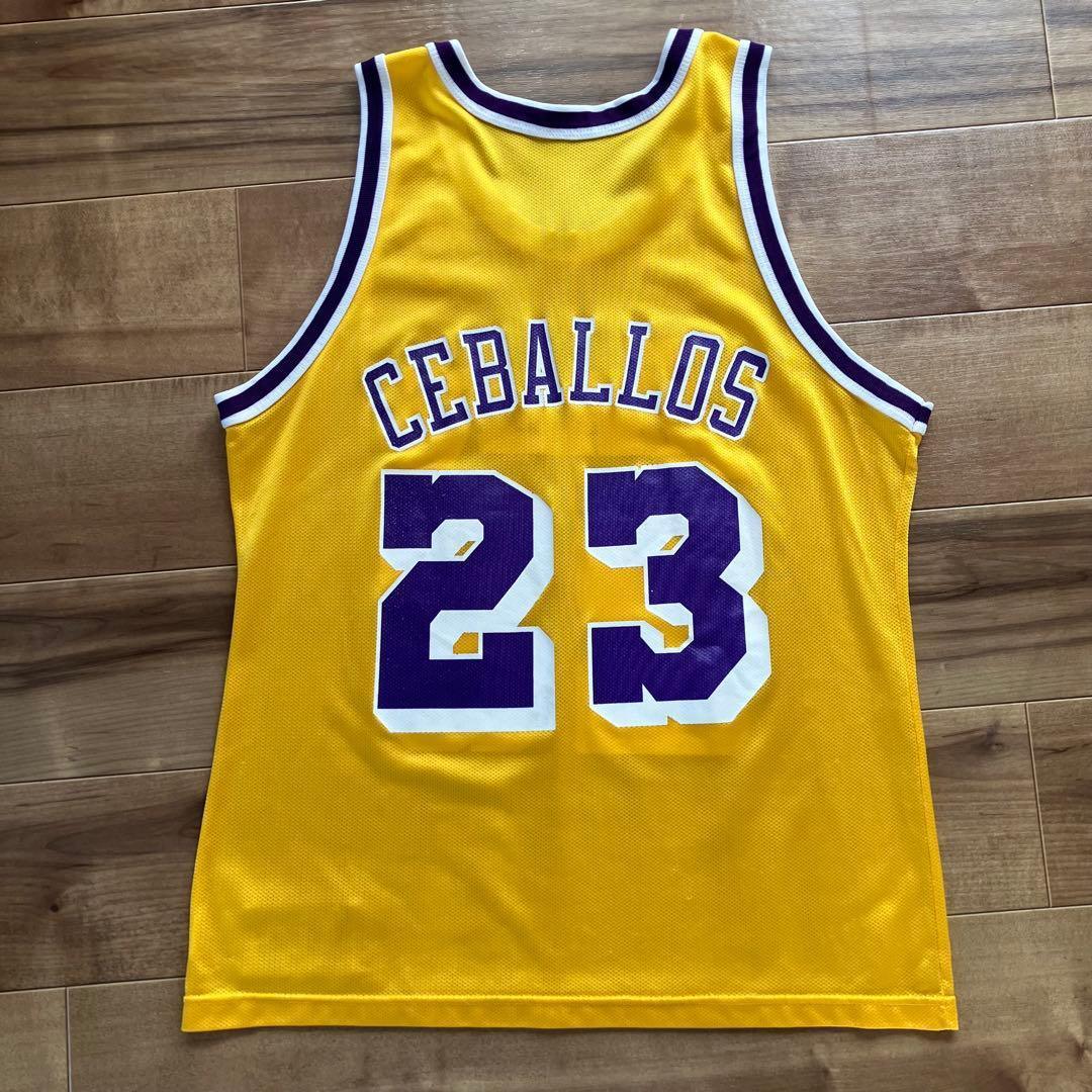 NBA LAKERS セドリック・セバロス ロサンゼルス・レイカーズ チャンピオン製 Champion ユニフォーム バスケ ヴィンテージ シャツ 当時物_画像3