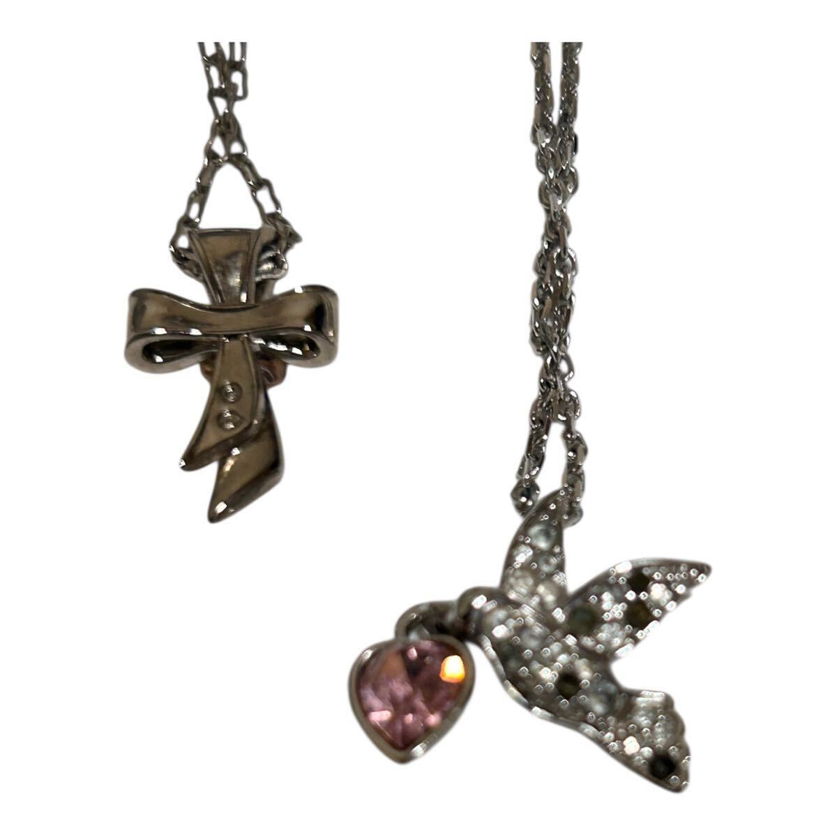 【まとめ売り】SWAROVSKI スワロフスキー アクセサリー 6点セット ネックレス イヤリング クロス　花　鳥他箱付き有_画像5