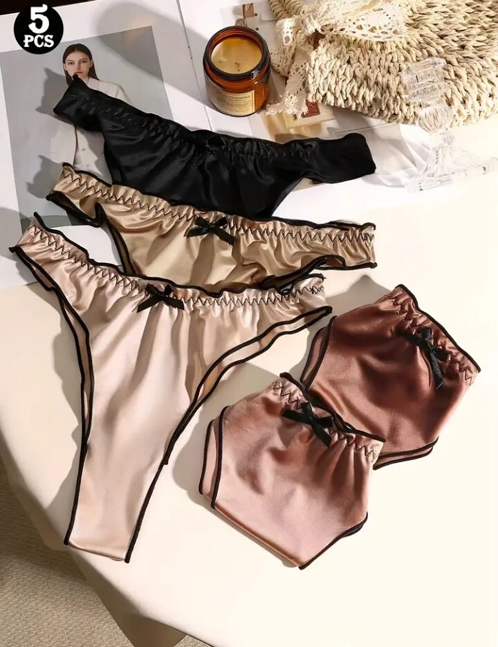 ローライズ　サテンショーツ　５色セット　ＸＬ_画像3