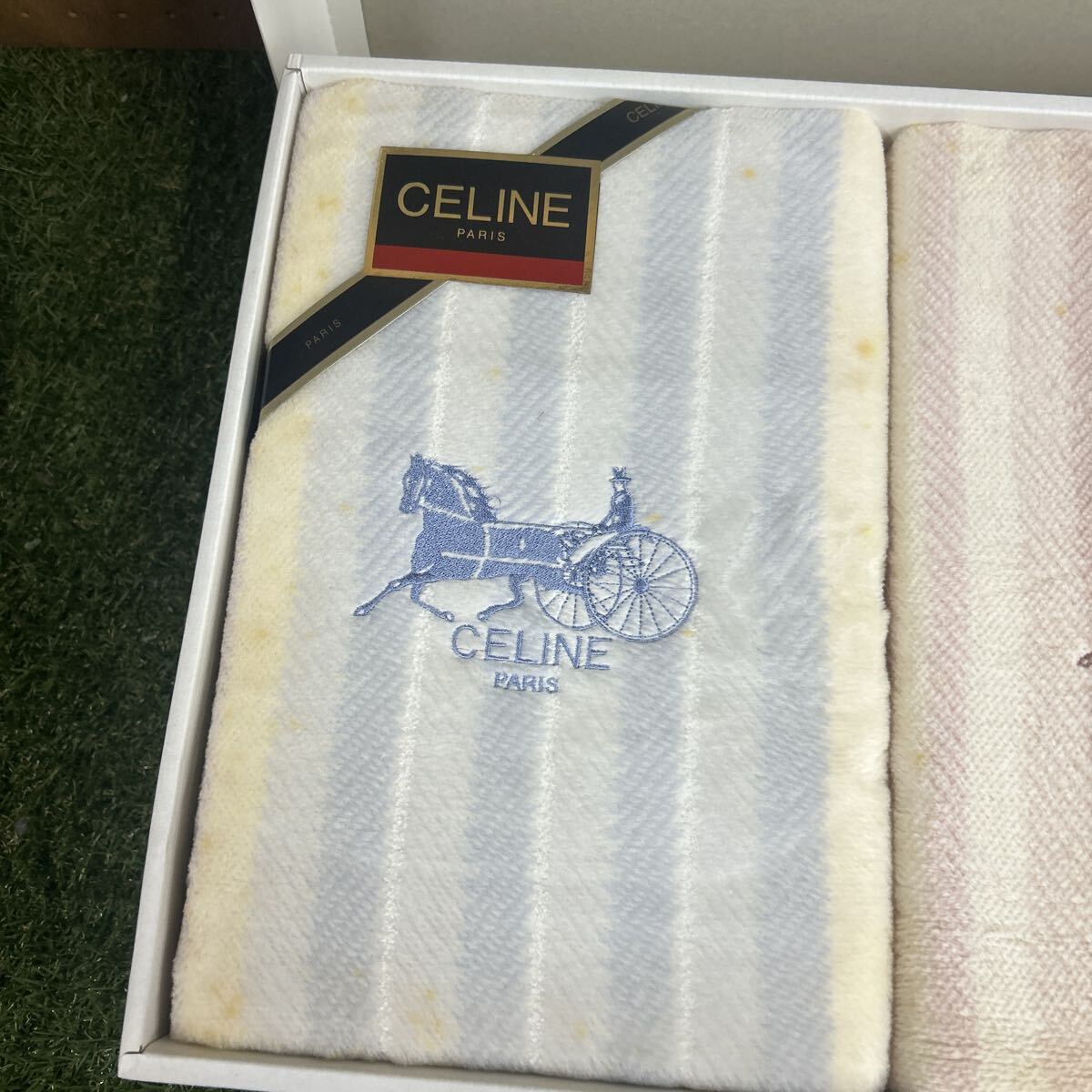 ★CELINE セリーヌ 綿ボアシーツ2枚入 140×240 未使用箱入★_画像3