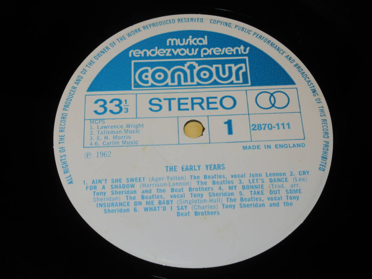 ◆◇THE BEATLES featuring TONY SHERIDAN(ザ・ビートルズ)【THE EARLY YEARS THE BEATLES】英盤LP/2870-111/contour/トニー・シェリダン◇_画像3