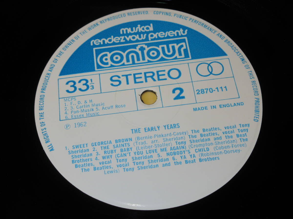 ◆◇THE BEATLES featuring TONY SHERIDAN(ザ・ビートルズ)【THE EARLY YEARS THE BEATLES】英盤LP/2870-111/contour/トニー・シェリダン◇_画像4