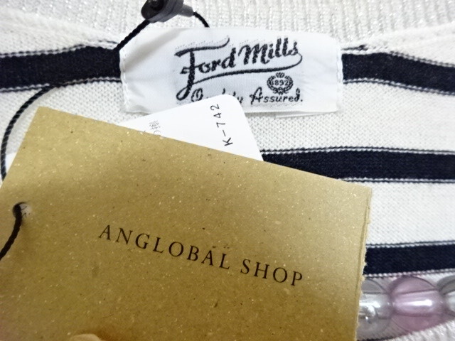 未使用タグ付き品☆アングローバルショップ/フォードミルズ上品薄手ニットソーM☆_画像3
