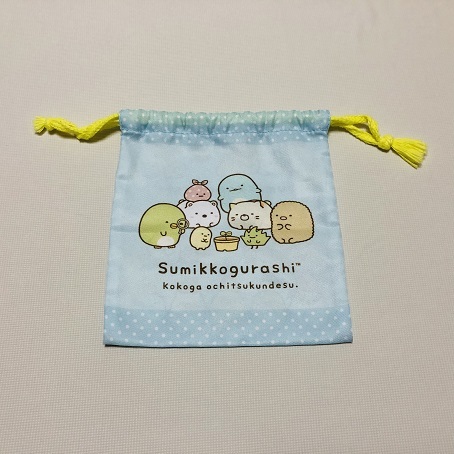 ★すみっコぐらし / Sumikkogurashi　　巾着袋　＜19cm×18cm＞　スカイブルー_画像2