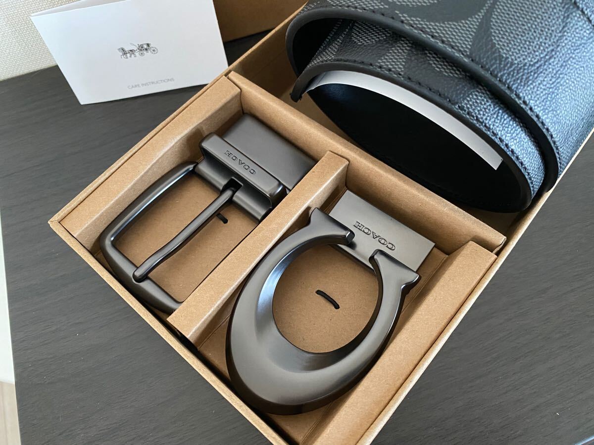 COACH コーチ リバーシブル シグネチャー ビジネス 社会人 紳士　高級感メンズベルト　新品未使用_画像2