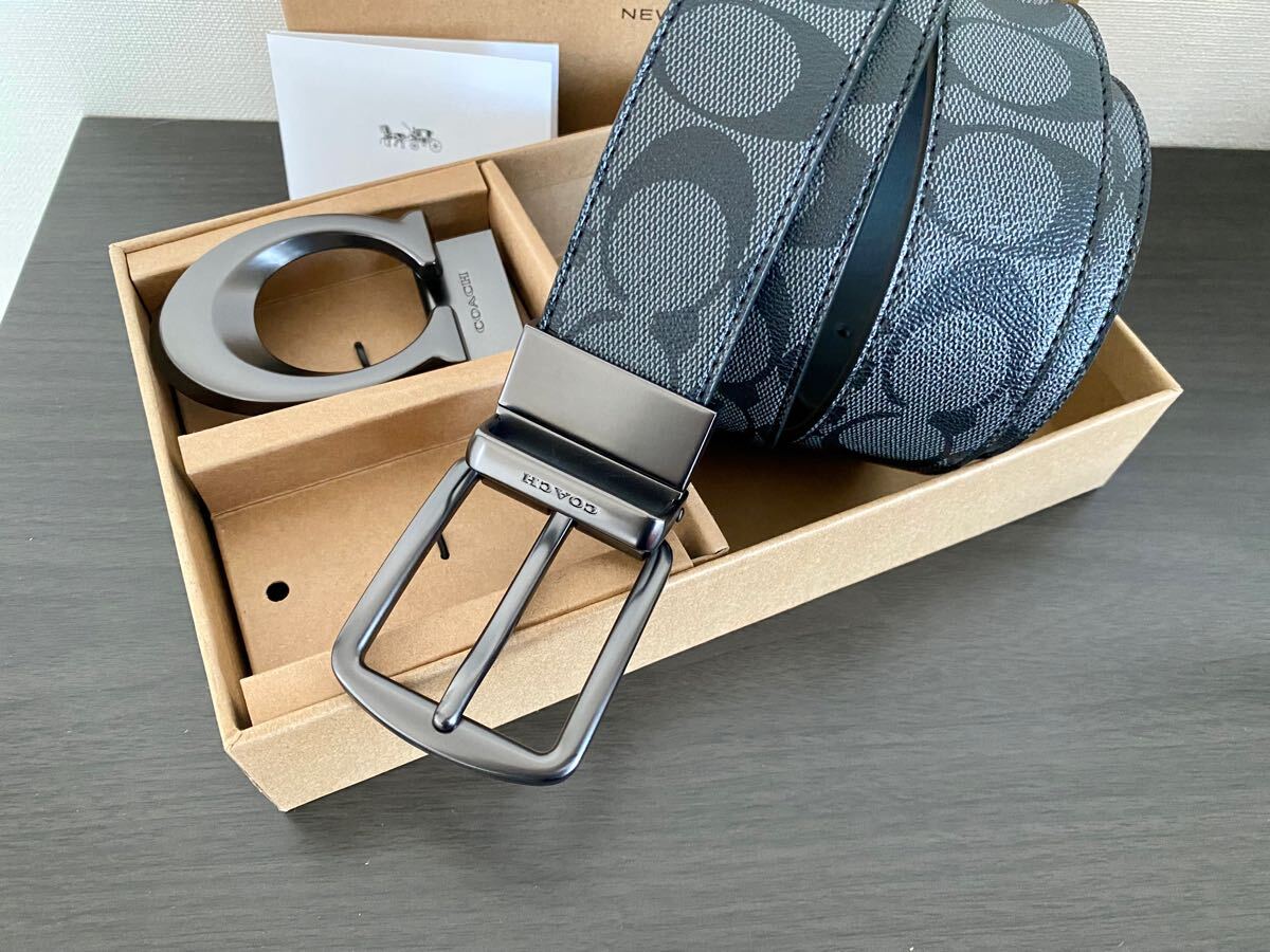 COACH コーチ リバーシブル シグネチャー ビジネス 社会人 紳士　高級感メンズベルト　新品未使用_画像4