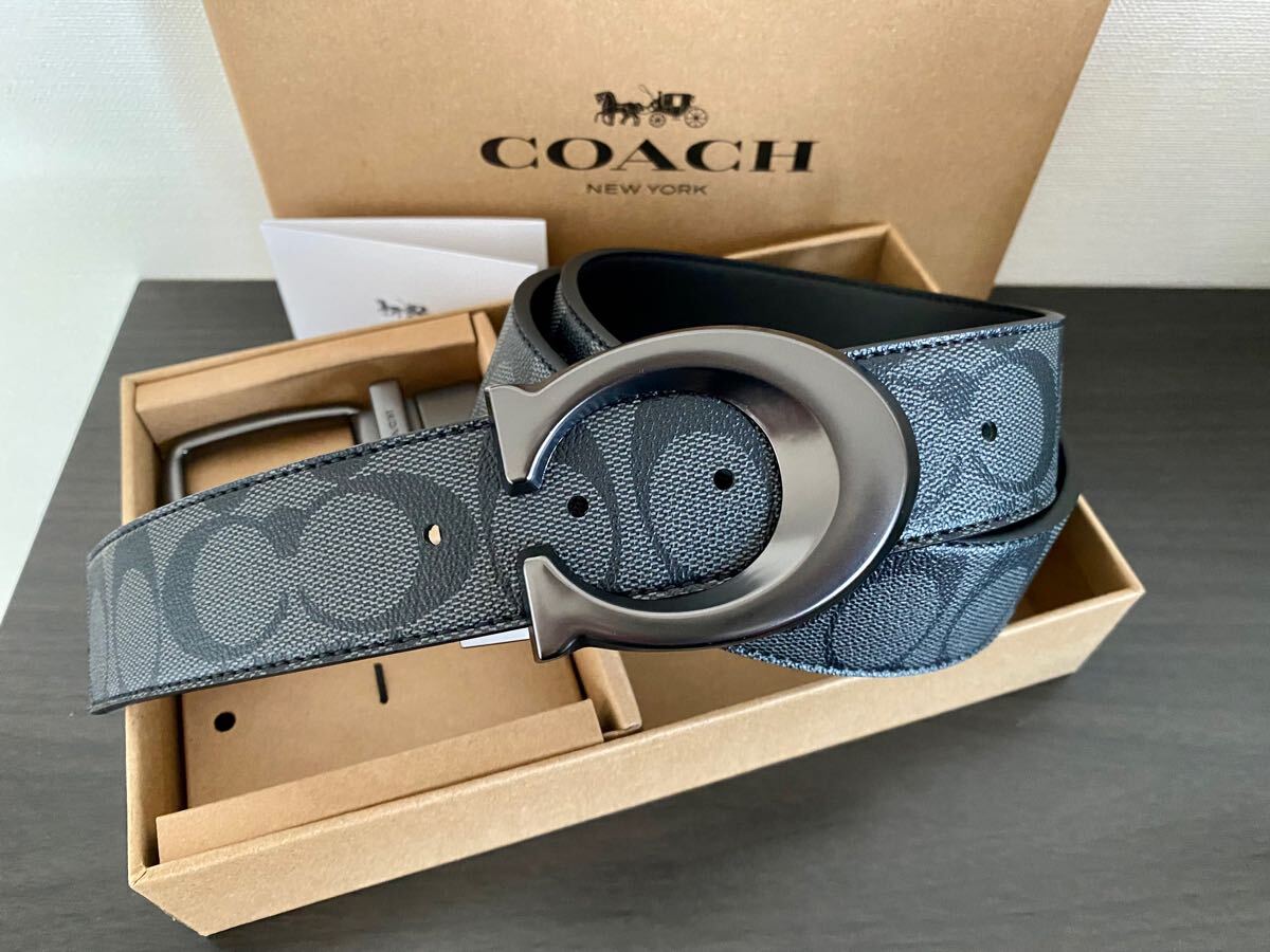 COACH コーチ リバーシブル シグネチャー ビジネス 社会人 紳士　高級感メンズベルト　新品未使用_画像5