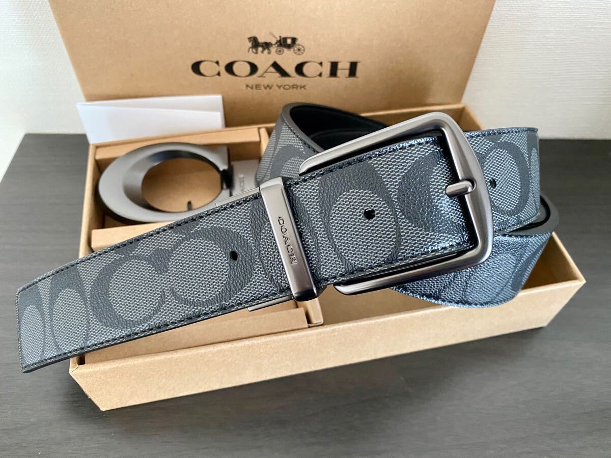 COACH コーチ リバーシブル シグネチャー ビジネス 社会人 紳士　高級感メンズベルト　新品未使用_画像6