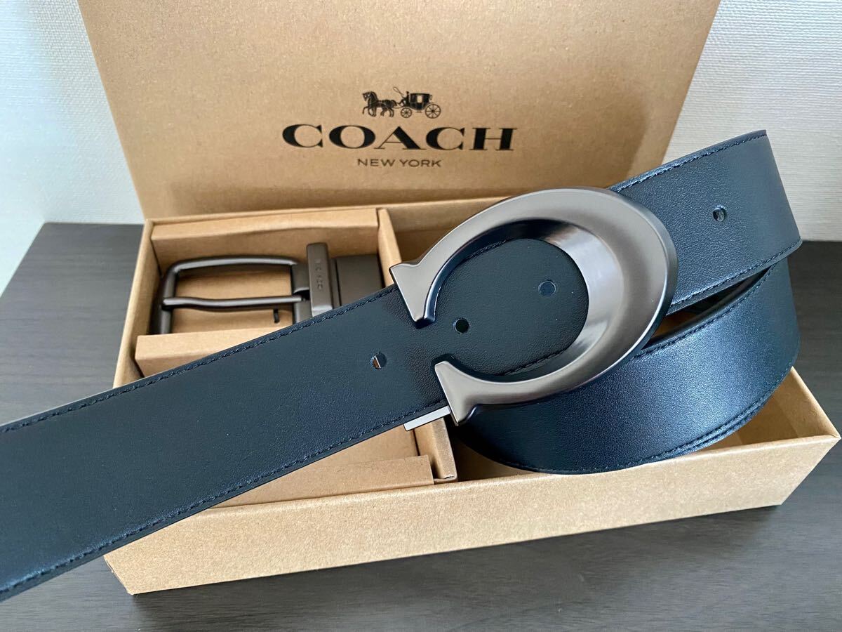 COACH コーチ リバーシブル シグネチャー ビジネス 社会人 紳士　高級感メンズベルト　新品未使用_画像7