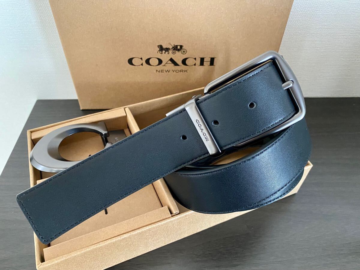 COACH コーチ リバーシブル シグネチャー ビジネス 社会人 紳士　高級感メンズベルト　新品未使用_画像8