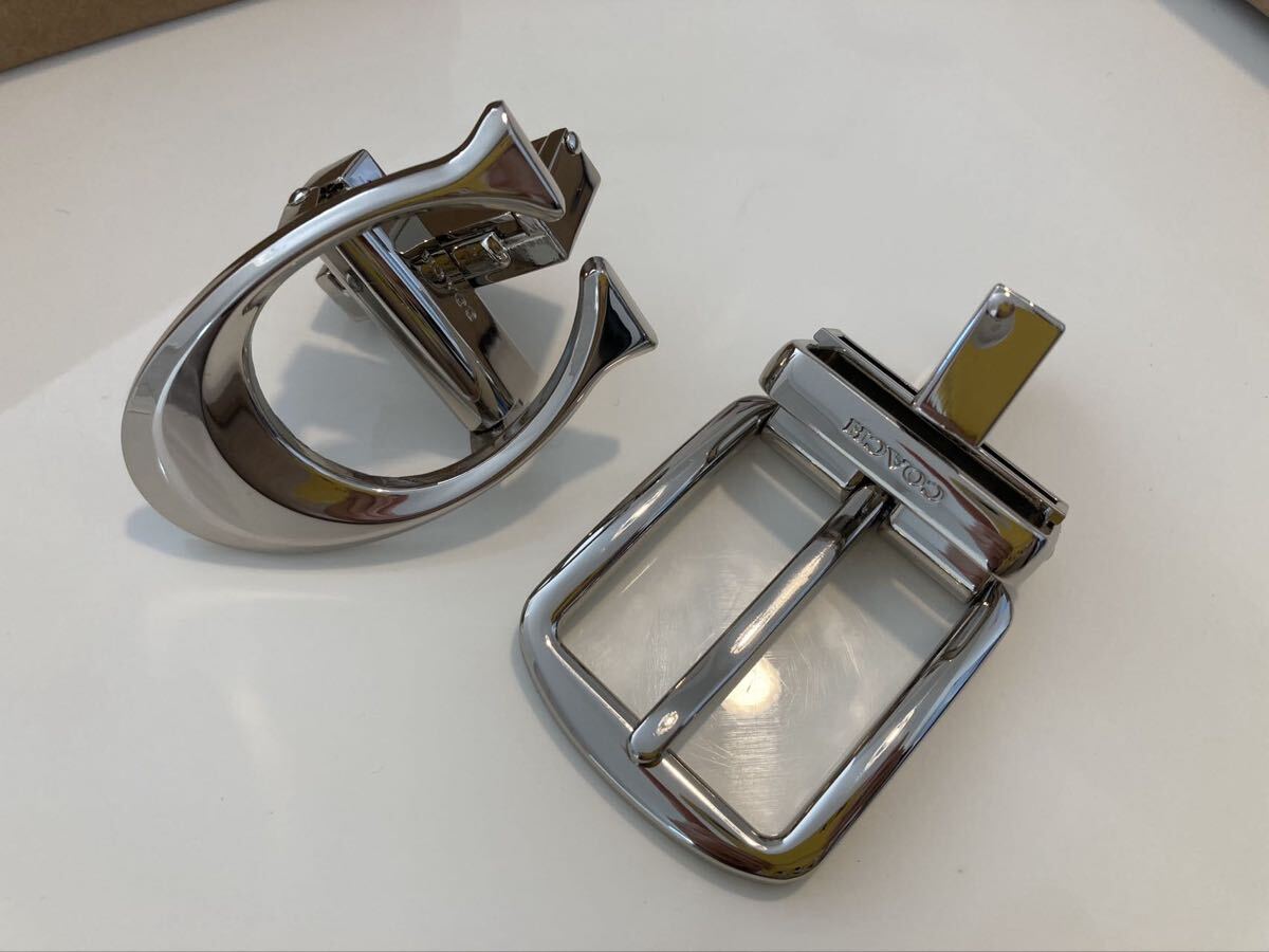 COACH Coach черный x Brown двусторонний простой ремень серебряный пряжка джентльмен бизнес ремень новый товар 