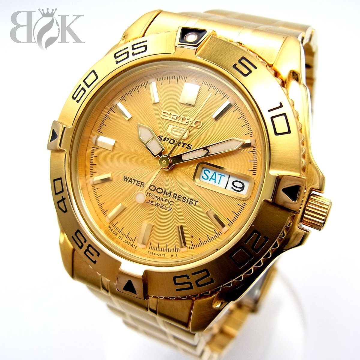 セイコー ファイブ デイデイト SNZB26J1 7S36-00Y0 ゴールド メンズ 自動巻き 腕時計 海外モデル SEIKO 5 稼働品 ∞_画像1