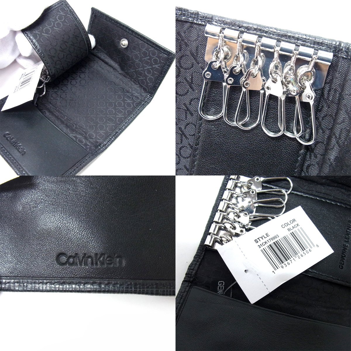  хранение товар Calvin Klein cK 31CK170003 6 полосный чехол для ключей safia-no кожа черный Calvin Klein б/у +