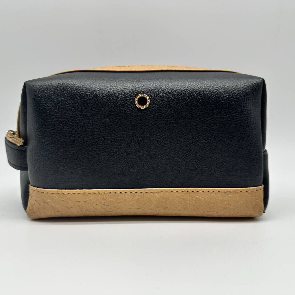 1 иен ~ новый товар не использовался BVLGARI BVLGARY ручная сумочка сцепление задний сумка Circle Logo кожа бизнес черный чёрный мужской private 