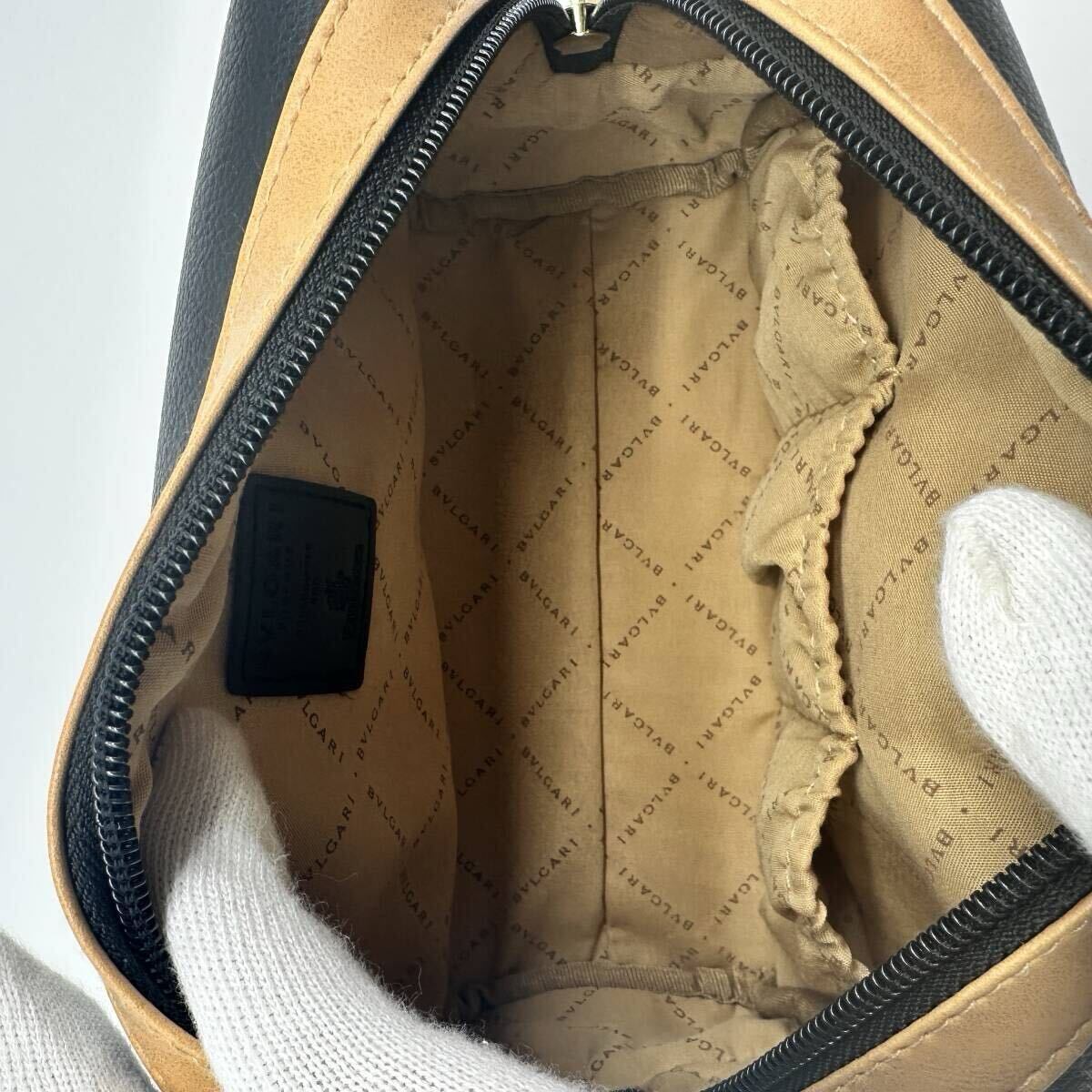 1 иен ~ новый товар не использовался BVLGARI BVLGARY ручная сумочка сцепление задний сумка Circle Logo кожа бизнес черный чёрный мужской private 