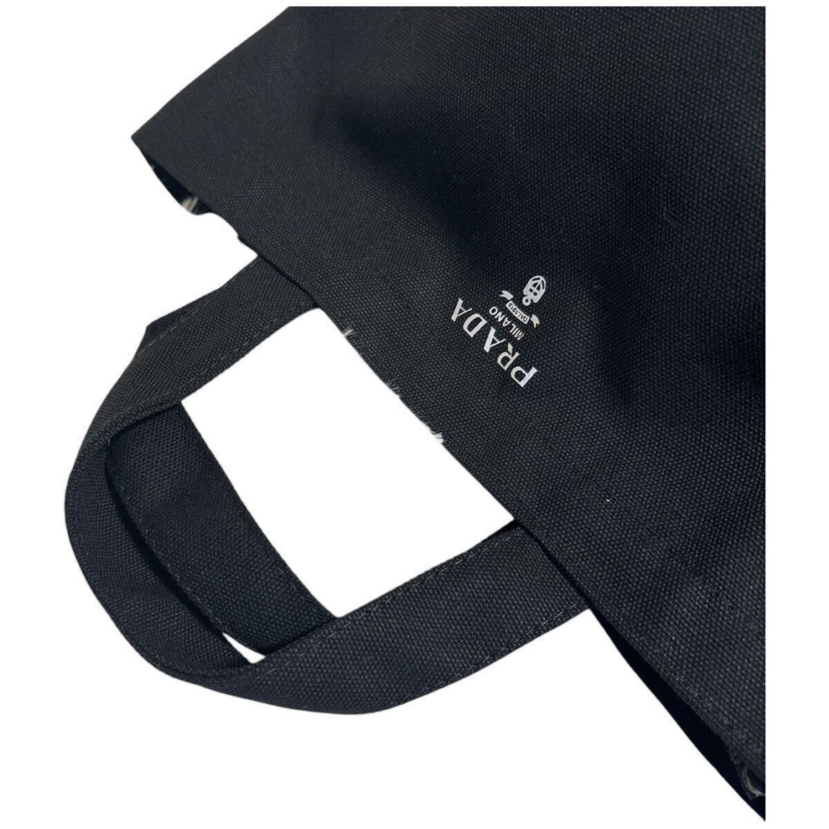 1 иен ~ новый товар не использовался PRADA Prada мужской женский большая сумка рука Cart eko Second бизнес черный парусина casual 