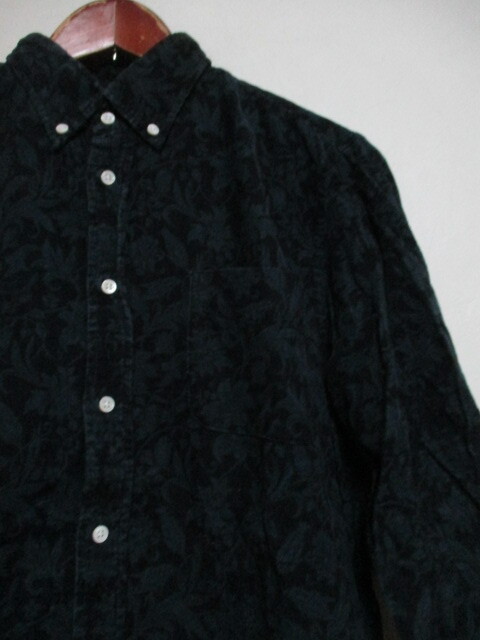 JOURNALSTANDARD relume 黒緑花柄コーデュロイシャツ（USED）102725si_画像2