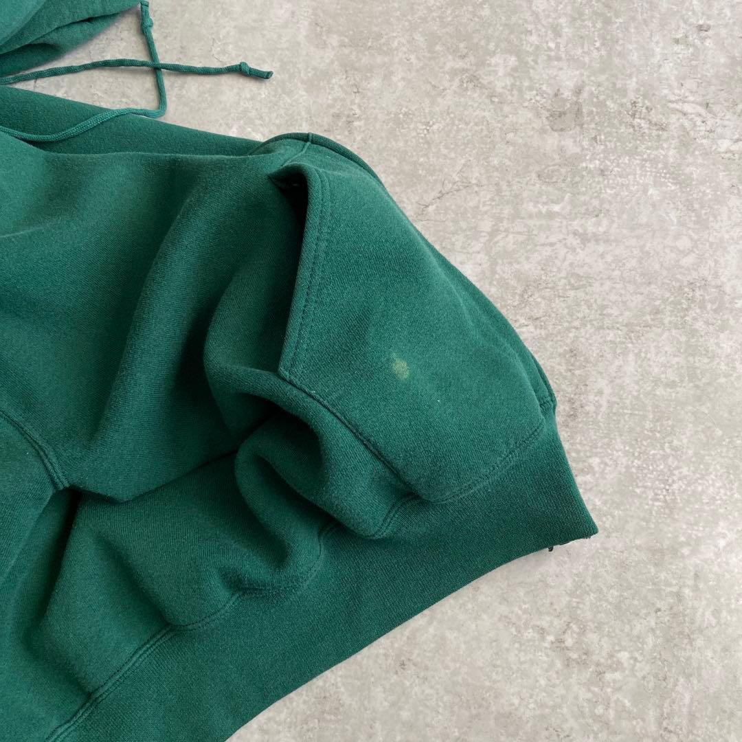 神サイズ 90s ビンテージ RUSSELL ATHLETIC ラッセル アスレチック 無地 フル ジップ アップ スウェット パーカー USA製 緑 グリーン L_画像3