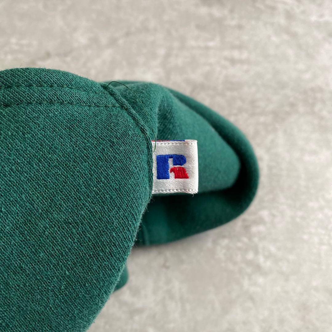 神サイズ 90s ビンテージ RUSSELL ATHLETIC ラッセル アスレチック 無地 フル ジップ アップ スウェット パーカー USA製 緑 グリーン L_画像6