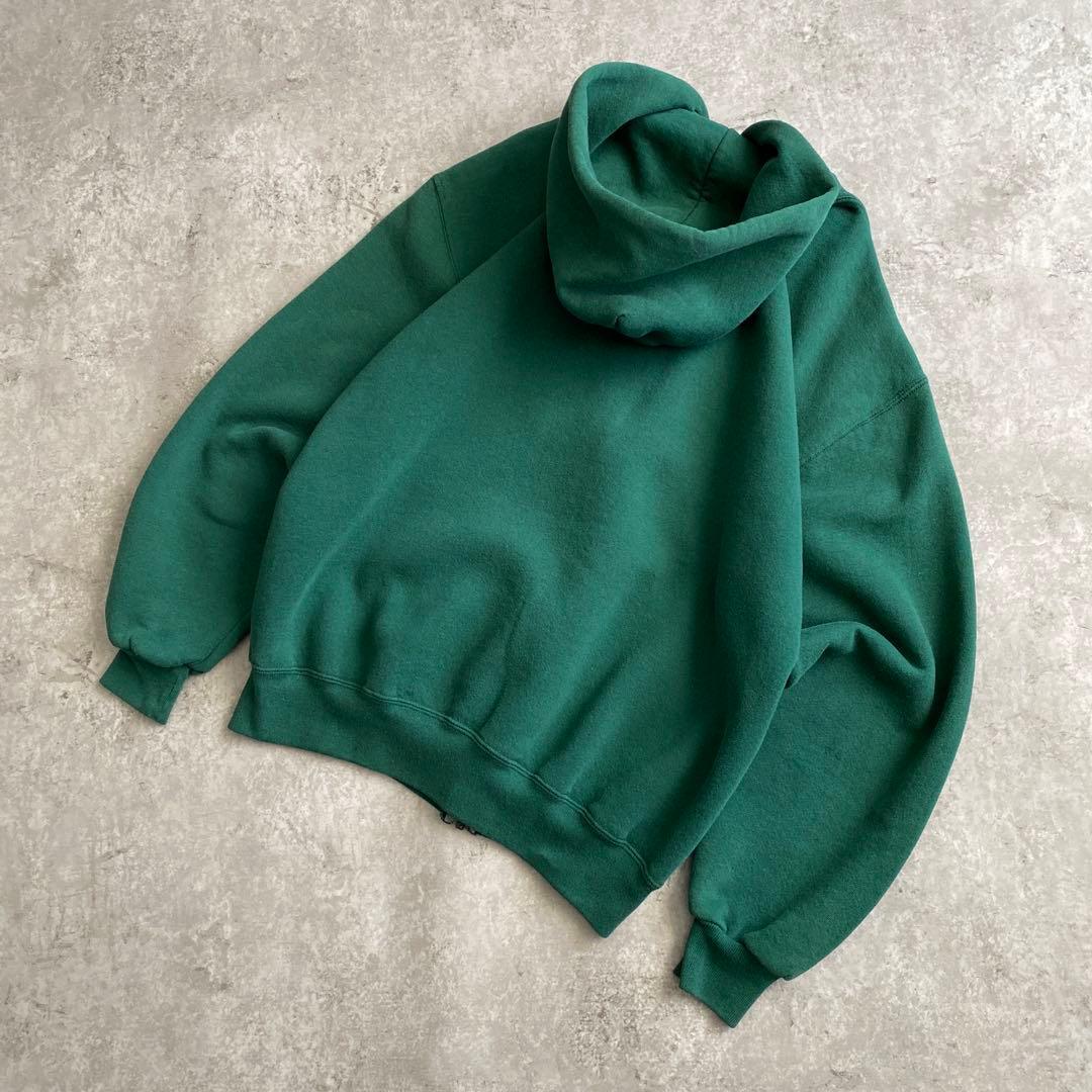 神サイズ 90s ビンテージ RUSSELL ATHLETIC ラッセル アスレチック 無地 フル ジップ アップ スウェット パーカー USA製 緑 グリーン L_画像7