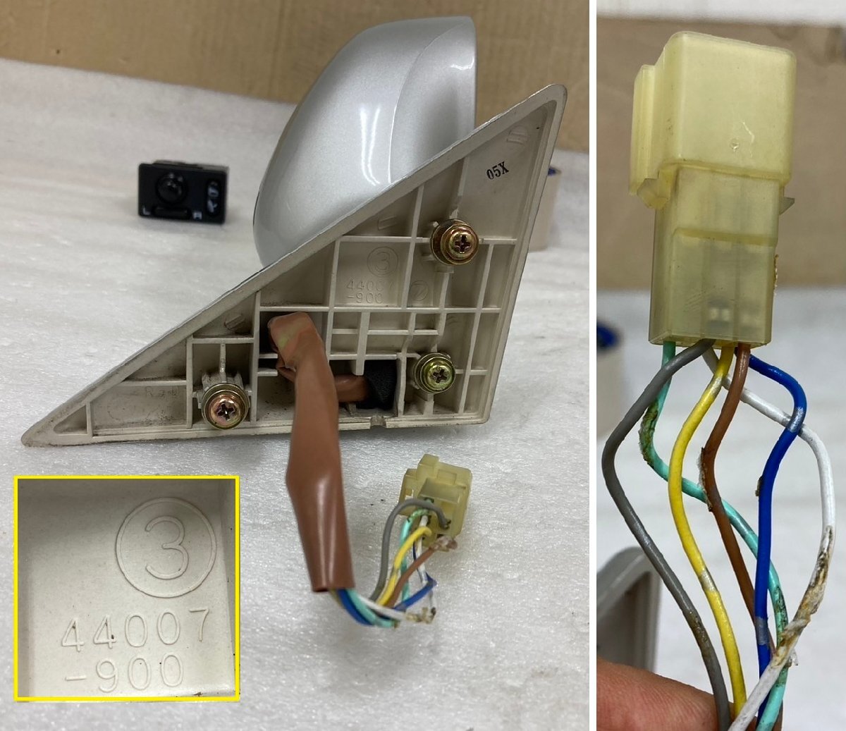 スバル インプレッサワゴン GF1 純正 右 ドアミラー サイドミラー 右側 運転席側 カプラ6ピン 792 シルバー おまけ付 作動OK 802353_画像9