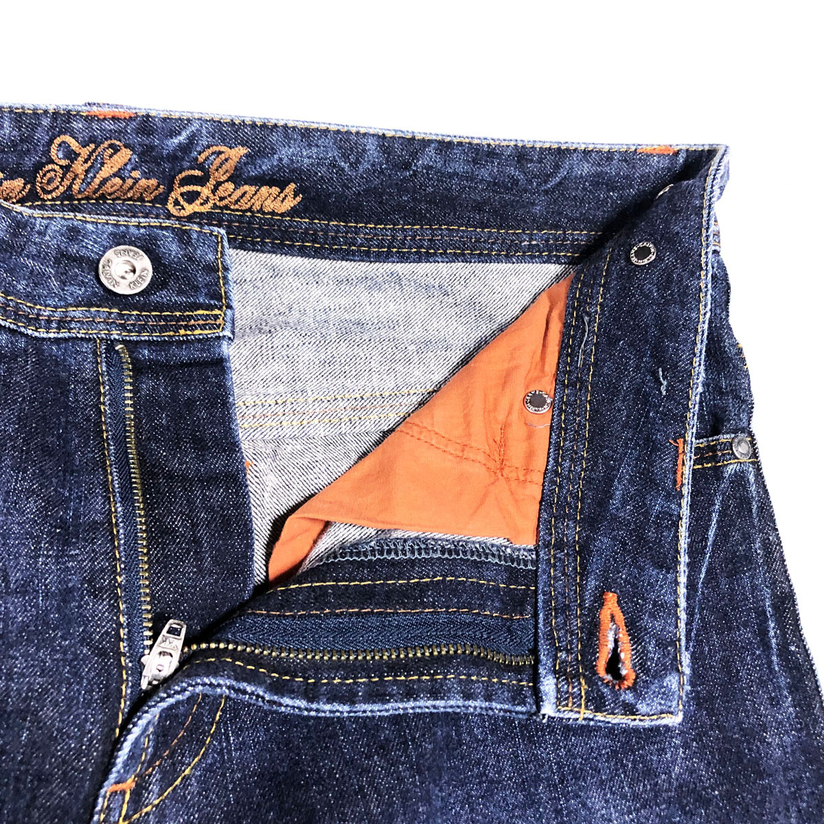 濃紺　Calvin Klein Jeans　カルバンクライン ジーンズ　USED加工　ジッパーフライ　革パッチ　デニム　ジーンズ　インディゴ　32　W約84CM_画像6