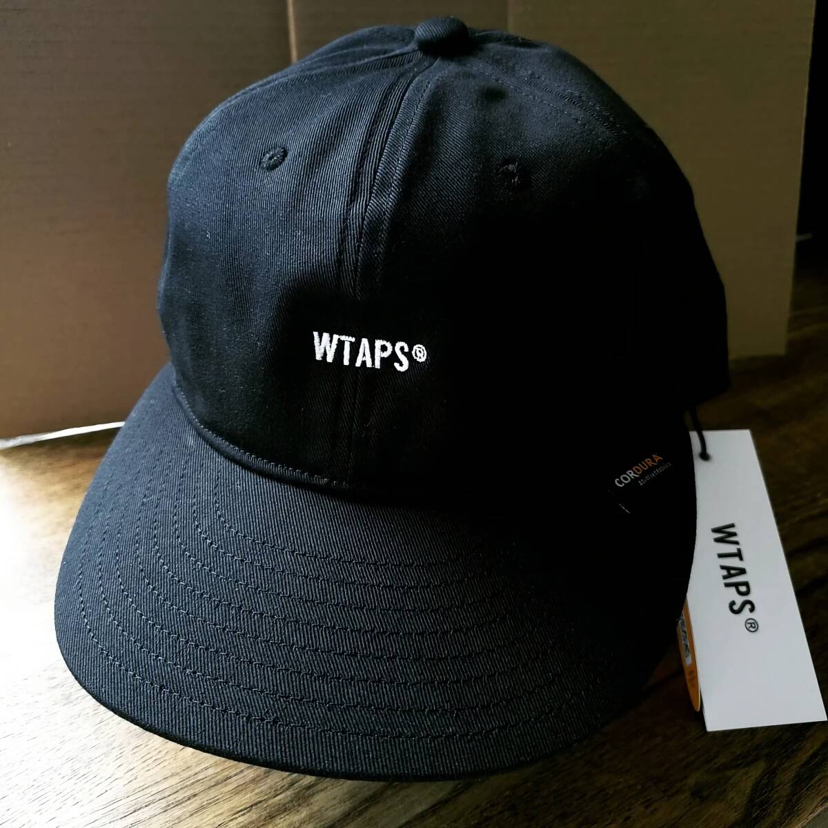 WTAPS T-6M 04 CAP NYCO. TWILL. CORDURA BLACK ダブルタップス 6パネル キャップ ブラック コーデュラナイロン チノクロス 刺繍ロゴ_画像5