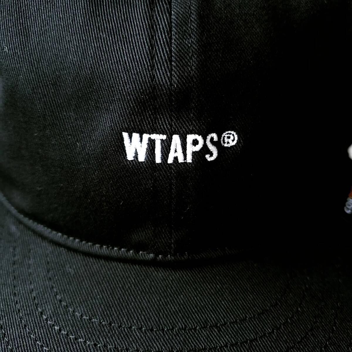 WTAPS T-6M 04 CAP NYCO. TWILL. CORDURA BLACK ダブルタップス 6パネル キャップ ブラック コーデュラナイロン チノクロス 刺繍ロゴ_画像6