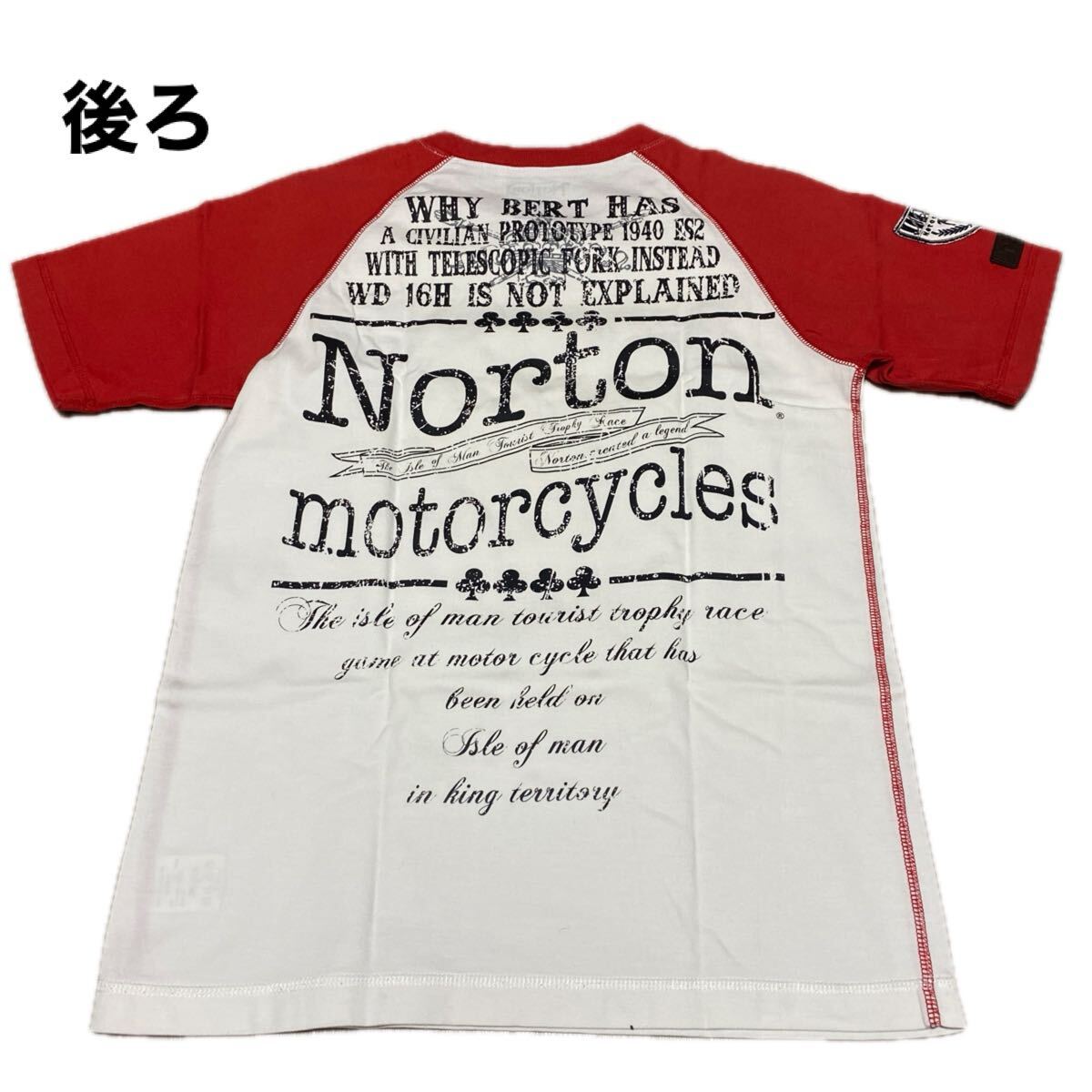 ノートン　ラグラン半袖Tシャツ　Mサイズ　白×赤　送料無料　古着_画像6