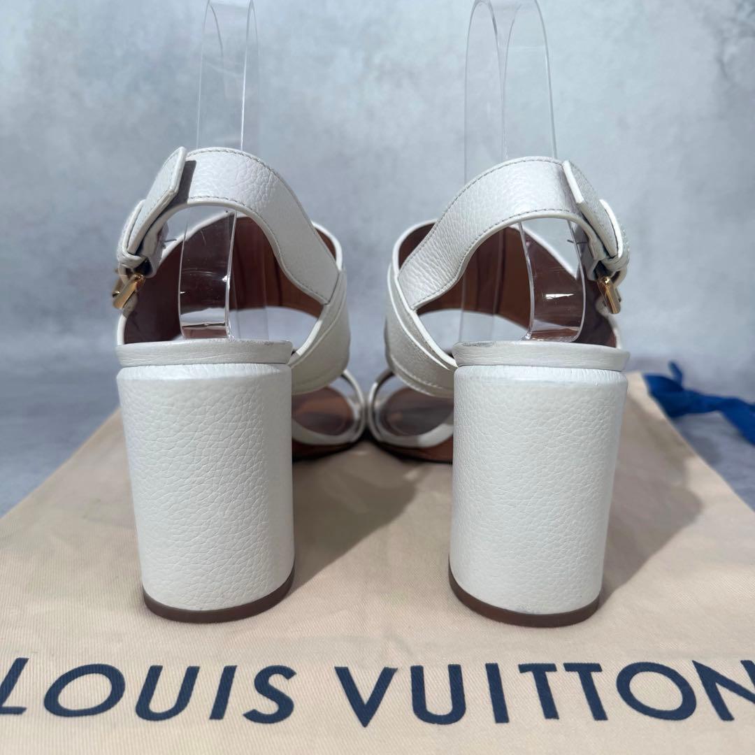 【極美品】ルイヴィトン サンダル ホライズンライン 38.5 レザー ホワイト_画像3