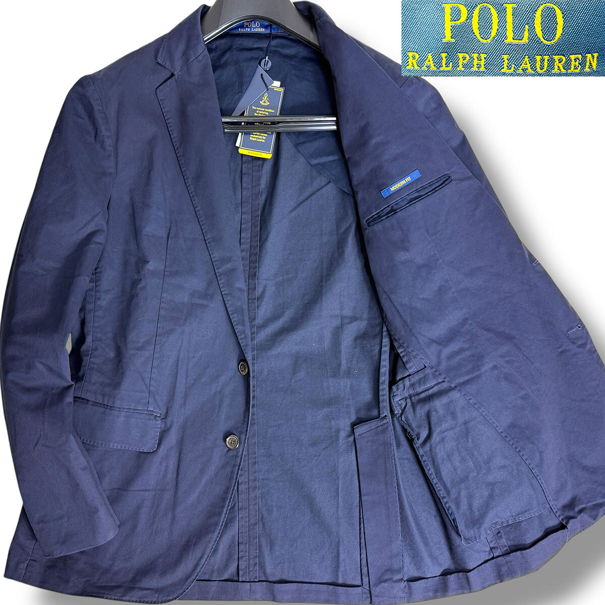 J6403 新品 ポロラルフローレン アンコンストラクテッド モダンテーラードジャケット ネイビー 40R POLO RALPH LAUREN_画像1