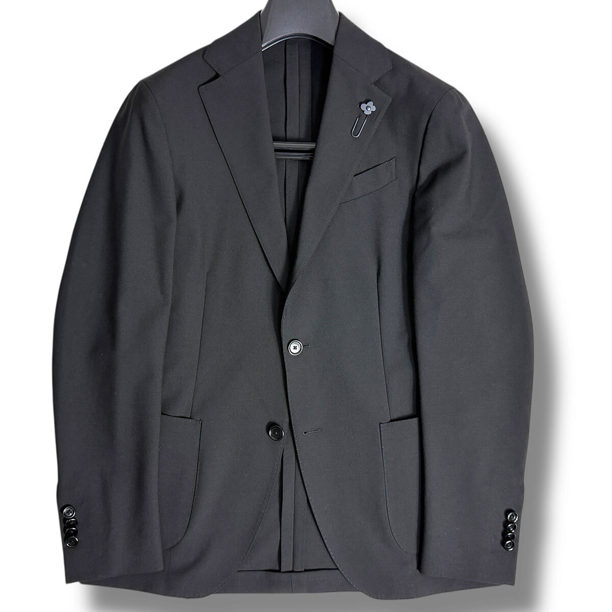 J5038 超美品 ラルディーニ 25SS 現行 EASY WEAR テクノウールイージーセットアップ ブラック 44/46 LARDINI_画像2