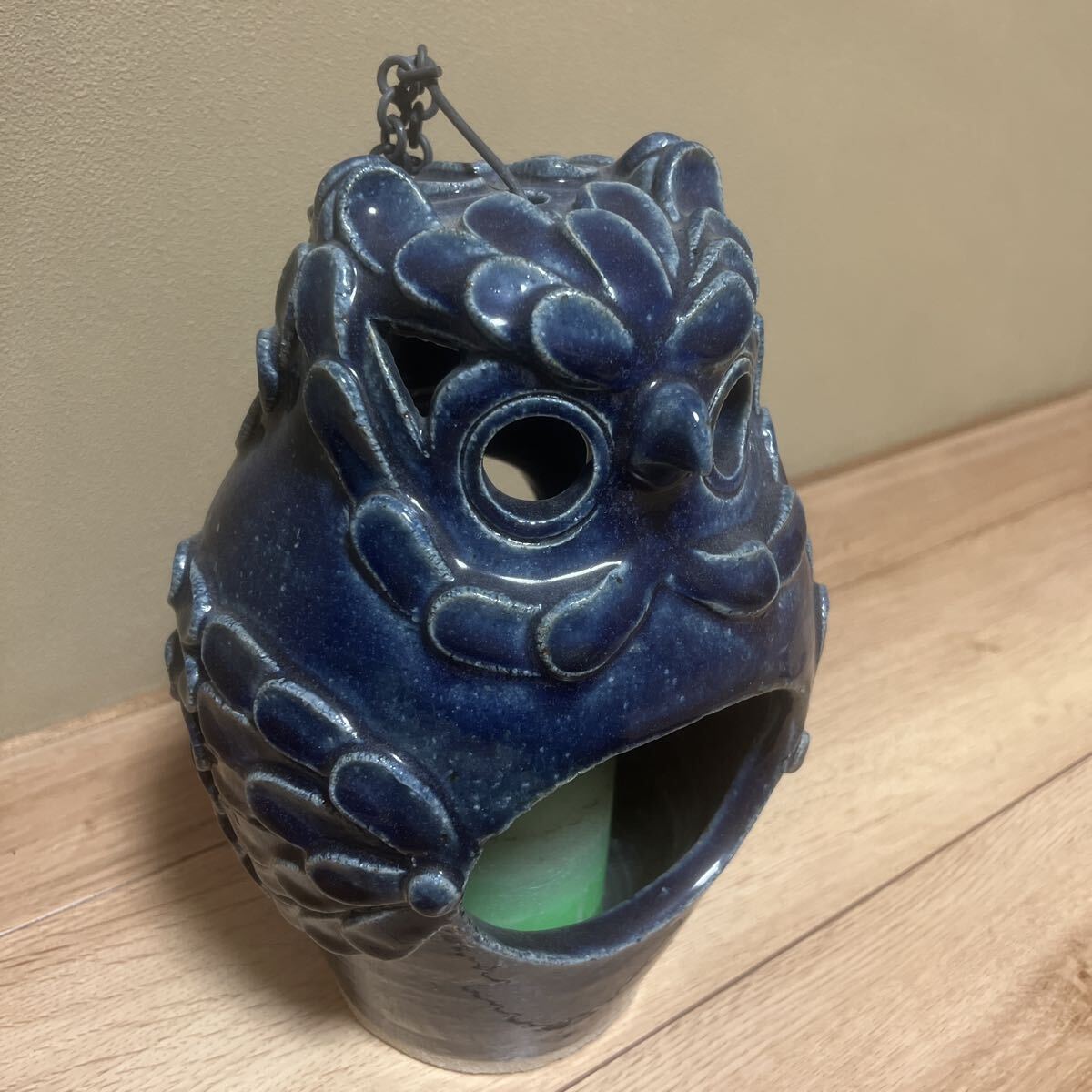 フクロウ型キャンドルホルダー　キャンドル付き　陶器　【20251127ms】_画像5