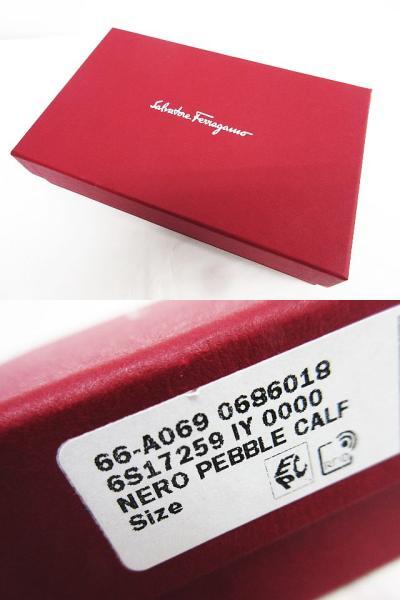  прекрасный товар Salvatore Ferragamo Salvatore Ferragamo двойной gun chi-ni кожа складывающийся пополам длинный кошелек бумажник черный 66A069 с коробкой *3177