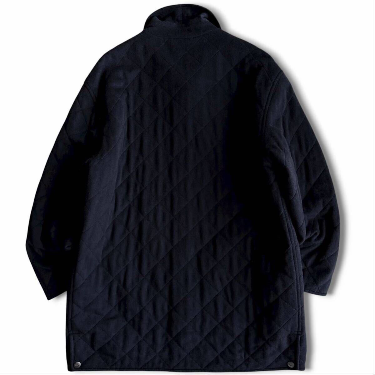  превосходный товар /L соответствует * высший класс Salvatore Ferragamo кашемир кожа переключатель стеганная куртка пальто с хлопком темно-синий Salvatore Ferragamo