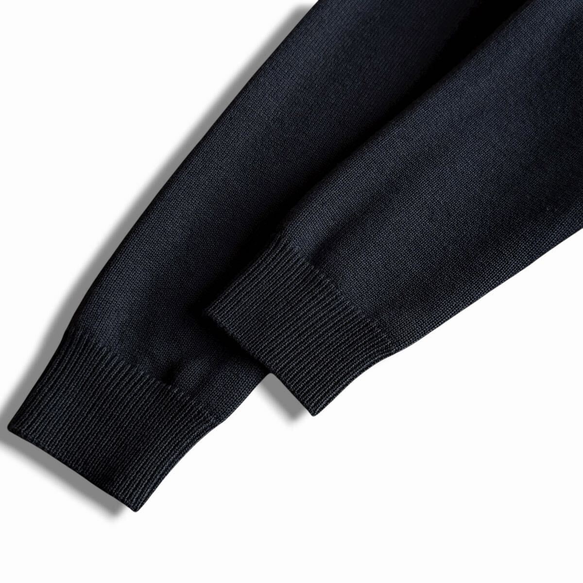 極美品●dunhill ダンヒル 近年モデル ハイブリッドジャケット 中綿 ブルゾン ニット切替 キルティング 内側チェック ロゴパッチ M相当 黒_画像8