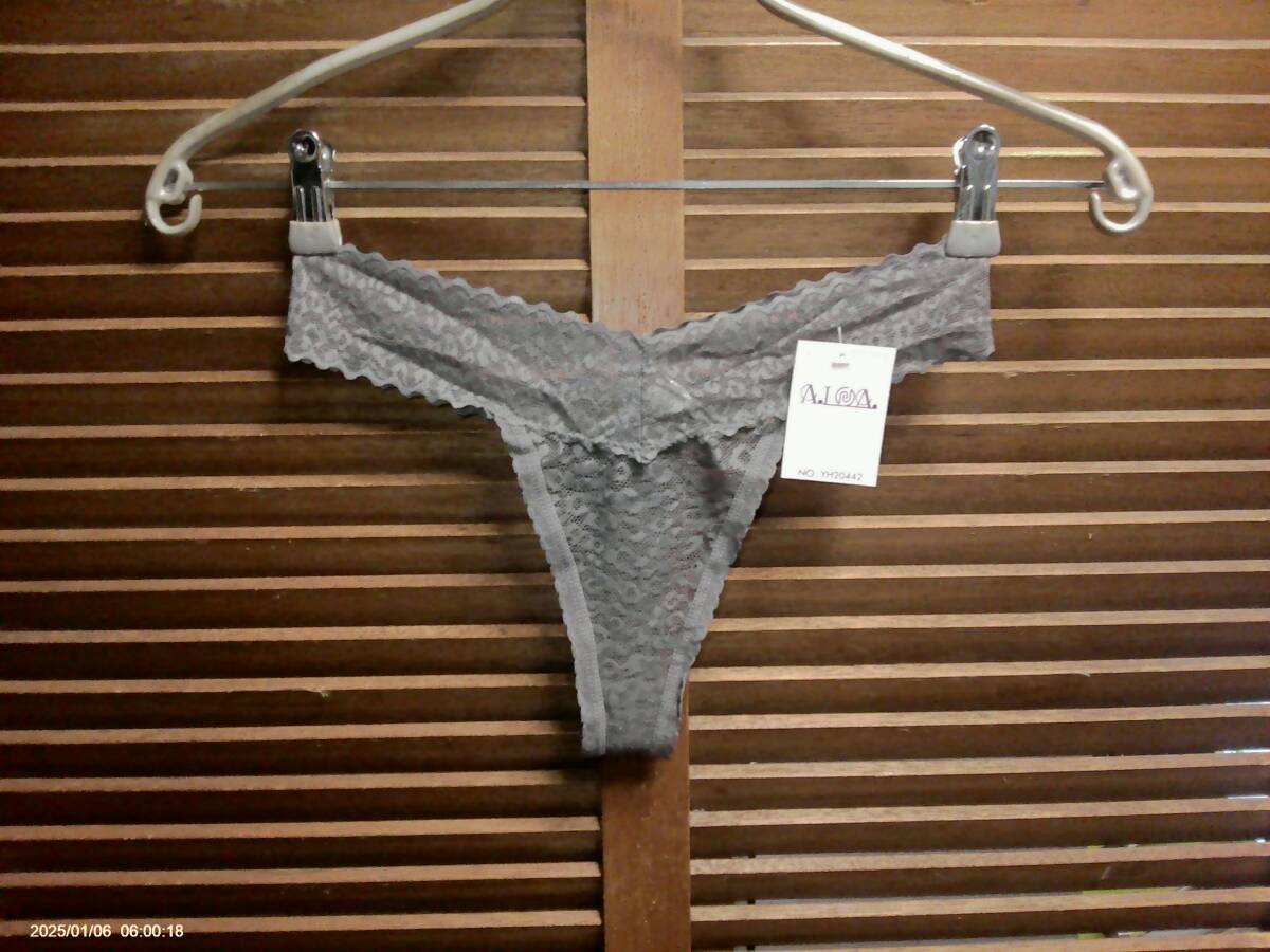 K068　直輸入　セクシーレオパードレースTバック　L　グレー_画像1