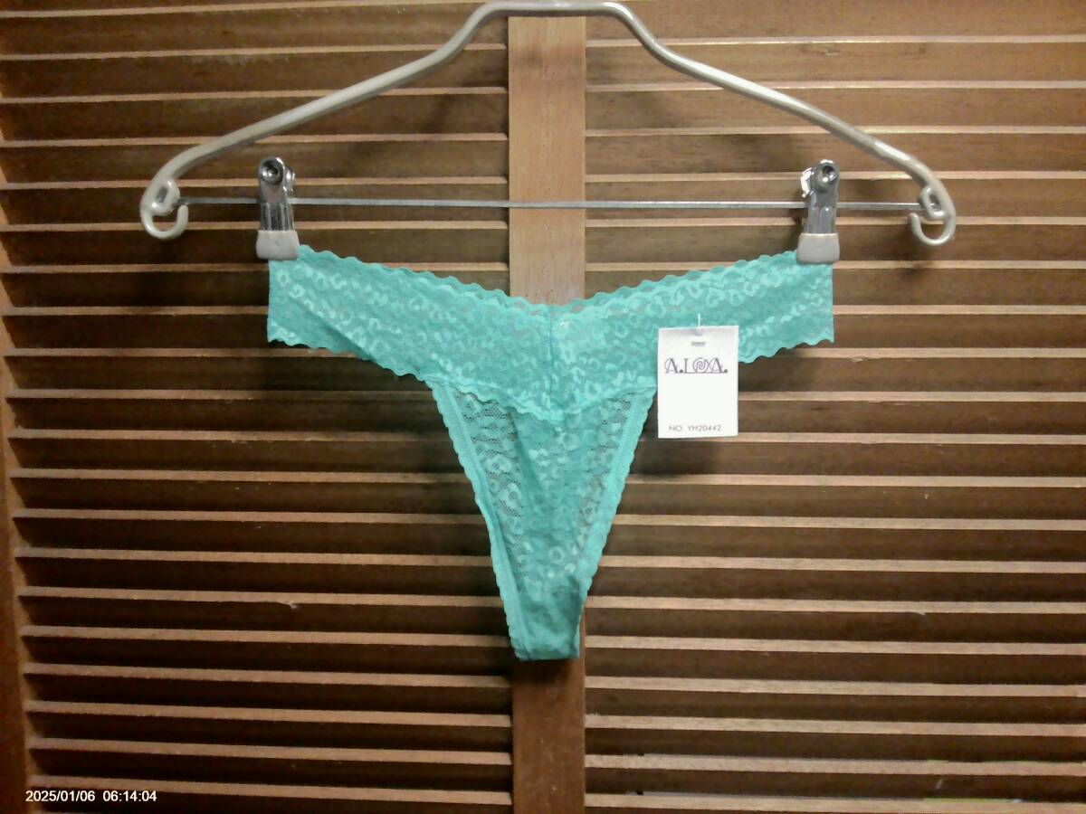 K076　直輸入　セクシーレオパードレースTバック　L　グリーン_画像1