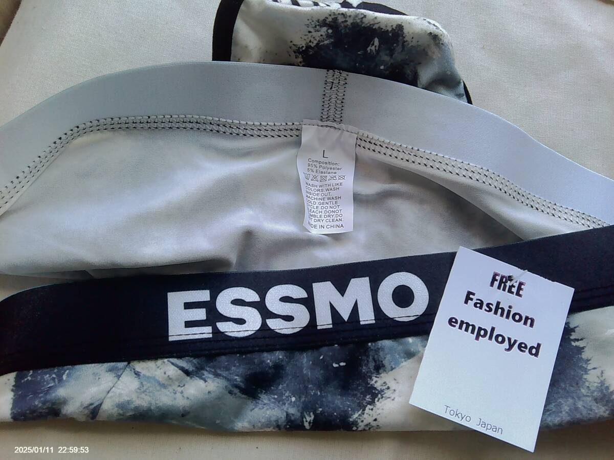 K108　直輸入 ESSMOO　men's 　速乾性　マイクロファイバー/ソフトストレッチ3Dポーチビキニ　L　アニマルプリント/狼_画像3