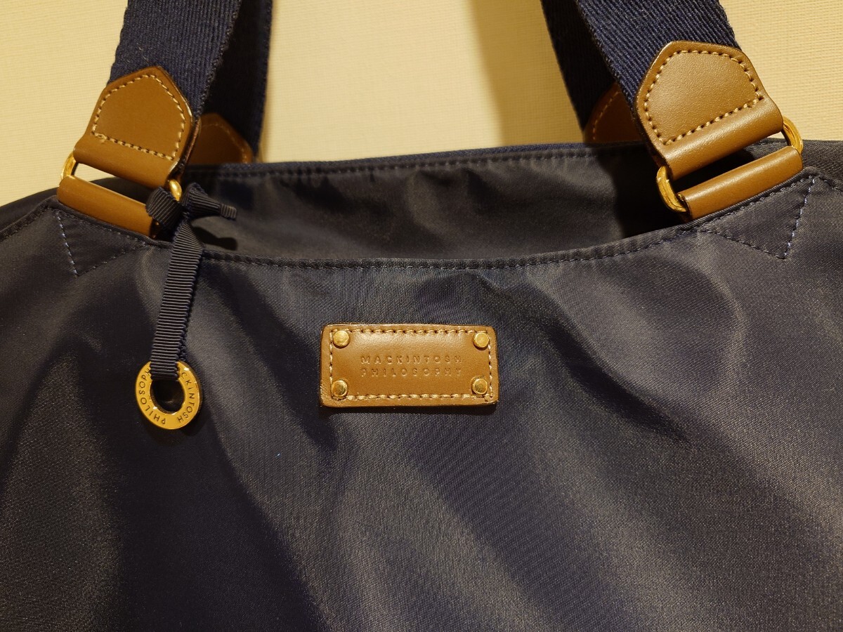 マッキントッシュ フィロソフィー ハンドバッグ ショルダーバッグ ネイビー ナイロン_画像2