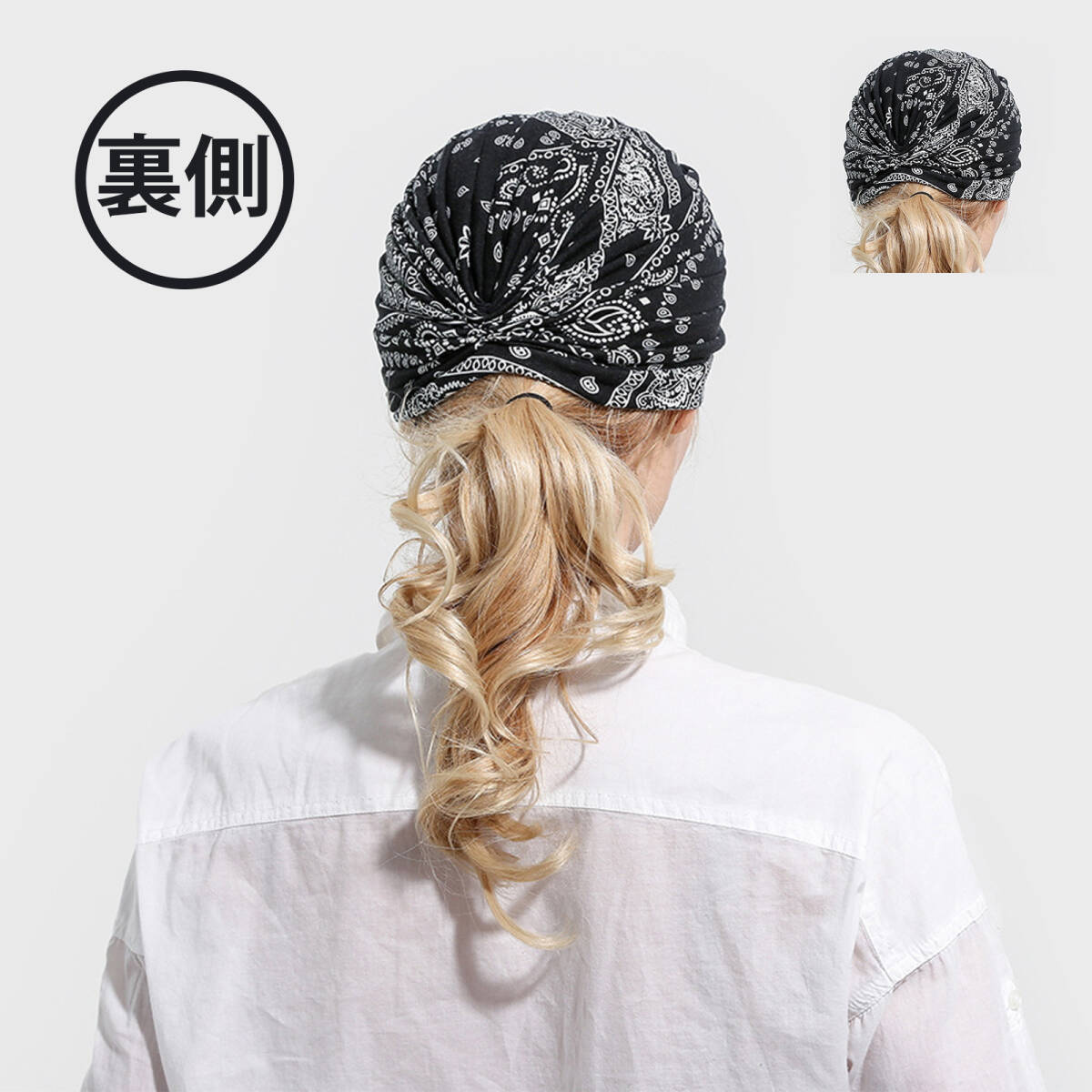 スカーフ バンダナ キャップ ヒップホップバンダナフード 花柄ハンカチ 用サイクリングフード コットンフード ロングテール海賊帽子 ;J816;_画像5