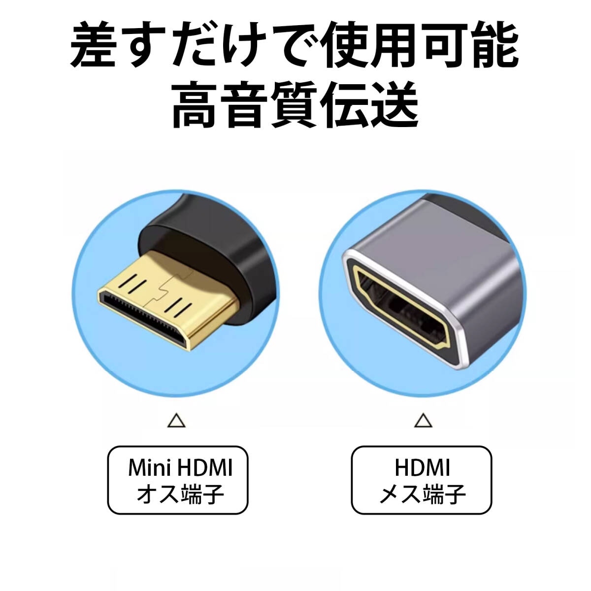 hdmi mini 変換 hdmi変換アダプター ミニhdmi 変換 8K60Hz対応 HDMI変換アダプタ AF-AM HDTV母→MINI公 接続 高耐久アルミ合金 ;J8040;_画像5