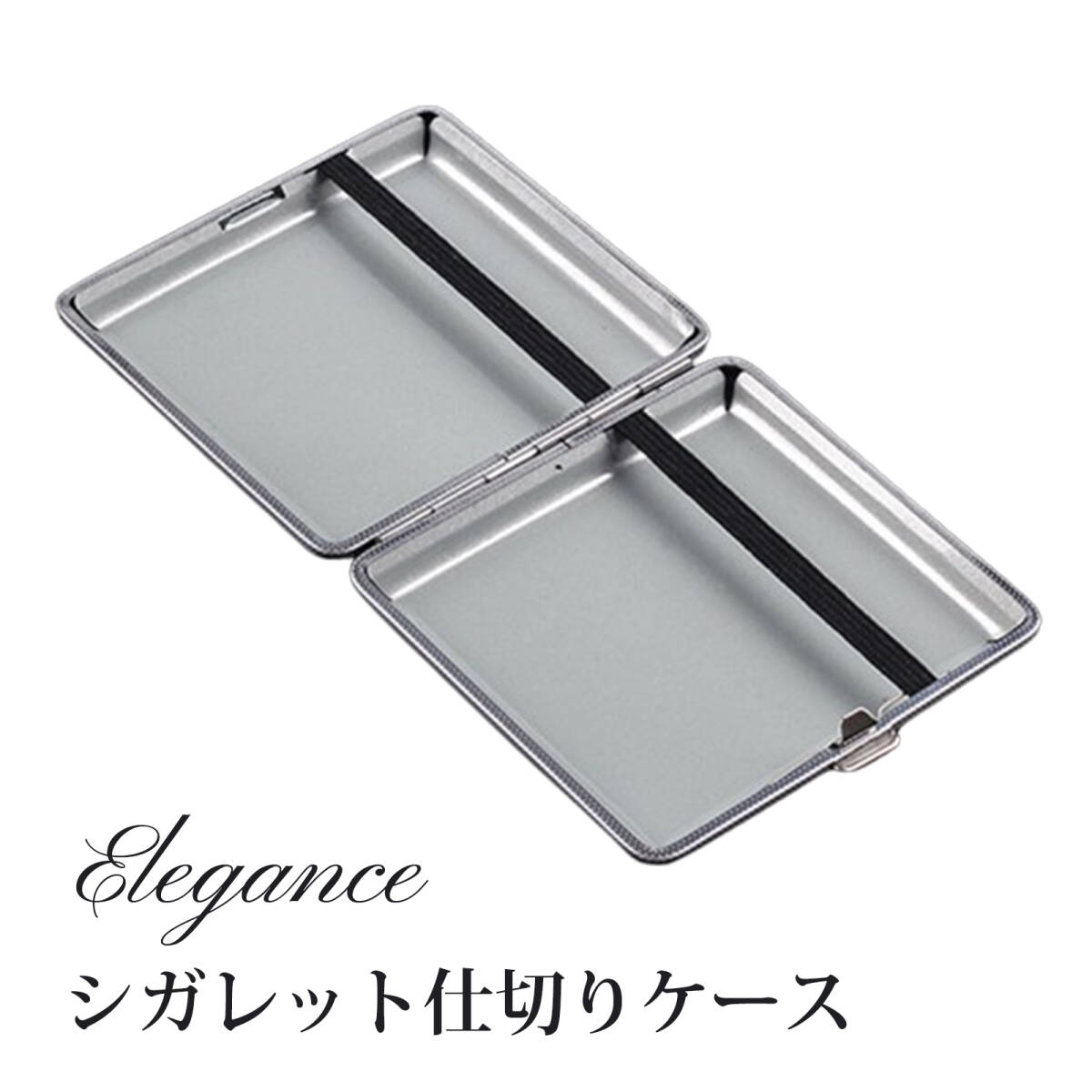 シガレットケース ブラックレザー調 タバコケース 二つ折り 仕切り 煙草 喫煙具 煙草入れ たばこ入れ 携帯 プレゼント 20本収納可能 ;J768;_画像3