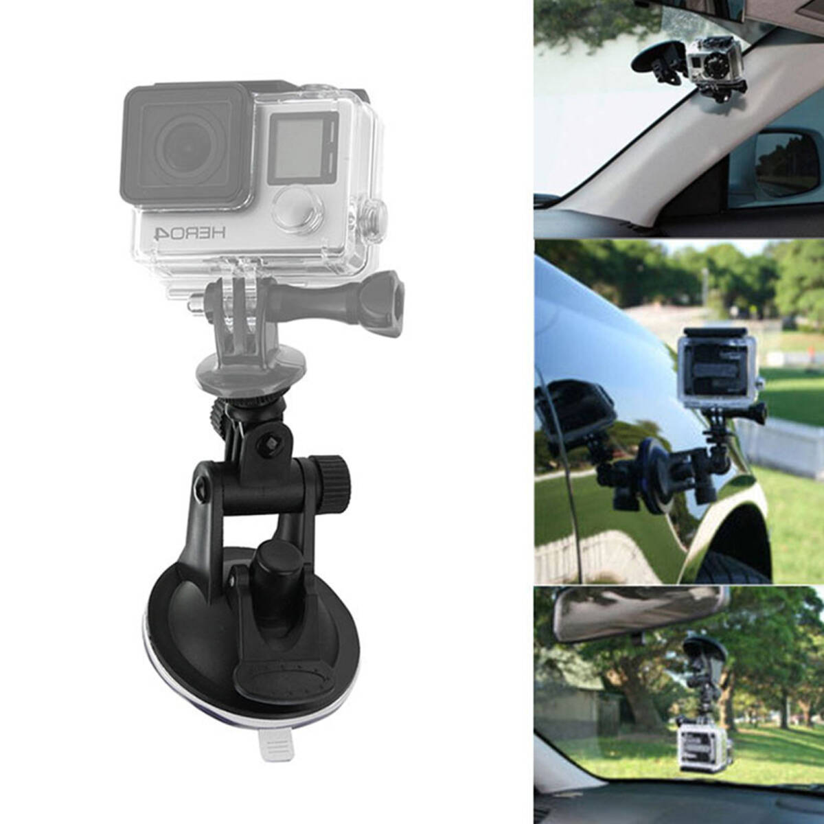 車用吸盤ホルダー 撮影機固定ブラケット ドライブレコーダー可用 ショートハンドル カーアクセサリー 角度調整可能 取り付け簡単 ;J513;_画像9