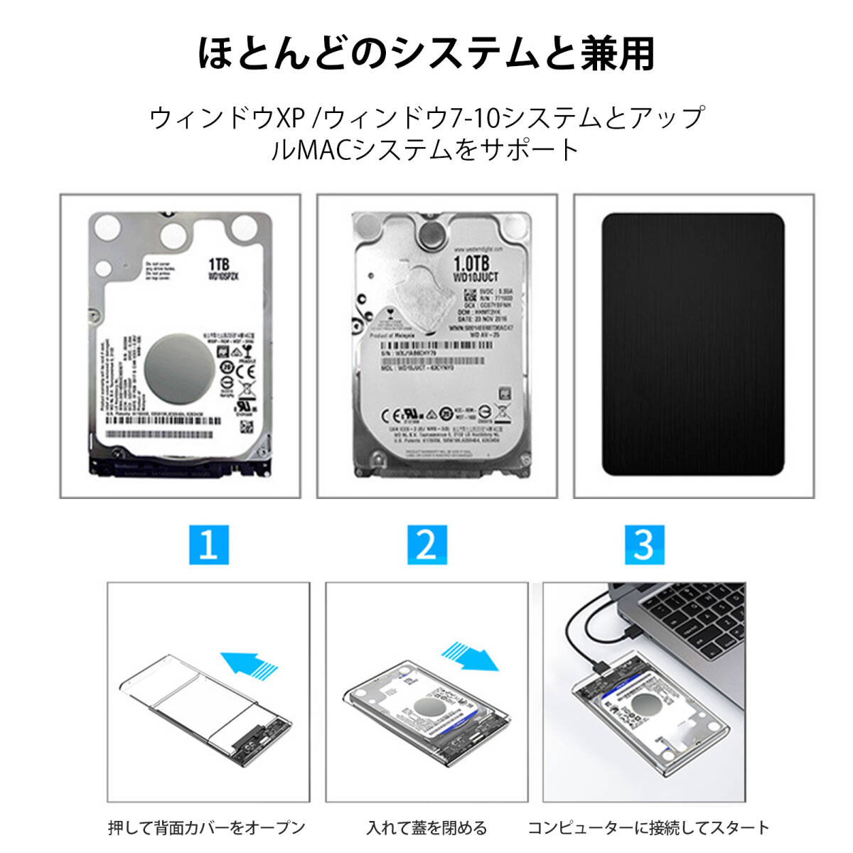 モバイルハードディスクボックス 2.5インチ HDDケース USB3.0接続 メカニカルソリッドステートType-c外付けボックス SATA to USB3.0 ;J429;_画像5