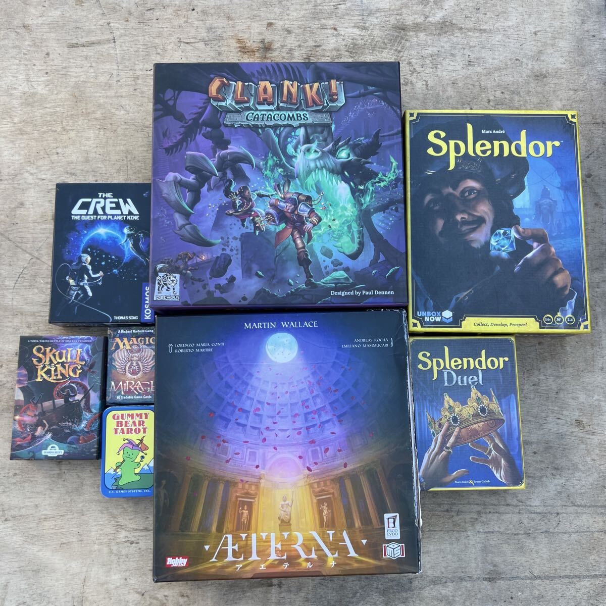 ボードゲーム他まとめ/ MTG 英語版/Splendor/CLANK! CATACOMBS/アエテルナ/スカルキング/THE CRER/Splendor Duel 等 カードゲーム 中古_画像1